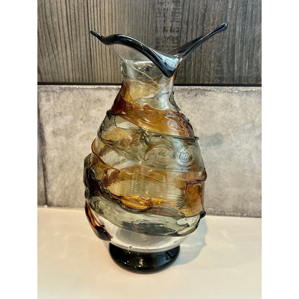 OOAK Contemporary SIGNED Artisan Diego Vidal Murano Italy Venetian Glass Vase